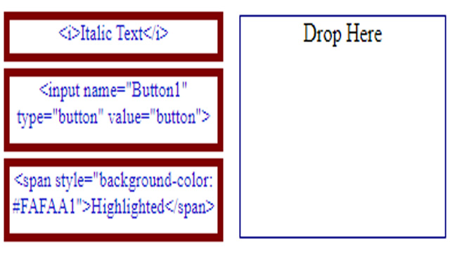 Drag and Drop- Drag HTML Codes and Execute by Dropping